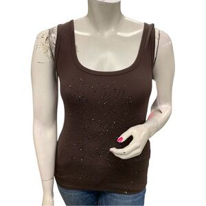 Christine Alexander NWT Chocolate Tank Top with Sparkle Accents Size Xl